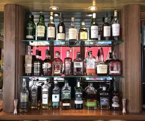 Liqueur on shelves