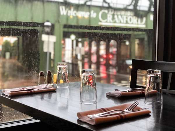table by the window at the Cranford Hotel