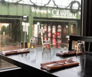 table by the window at the Cranford Hotel